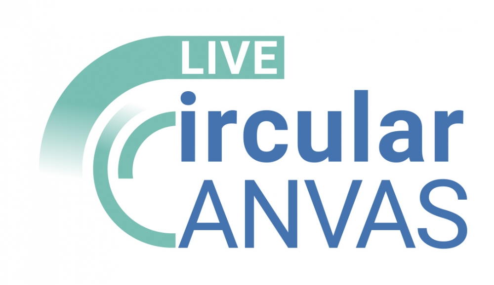 Logo del Logo-Proyecto LCC (Live Circular Canvas, en inglés) en el que participa ARUMANI como modelo de economía circular en la construcción.